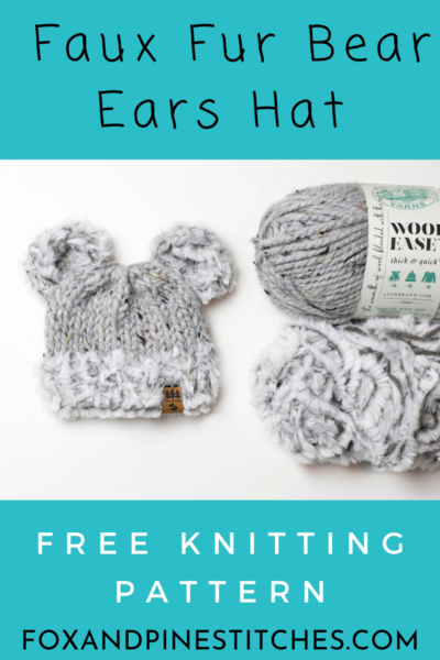 Faux Fur Bear Ears Hat Free Knitting Pattern