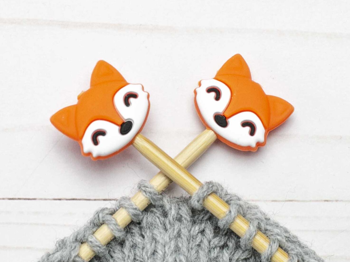 Orange Fox Stitch Stoppers Knitting Needles Point Protectors